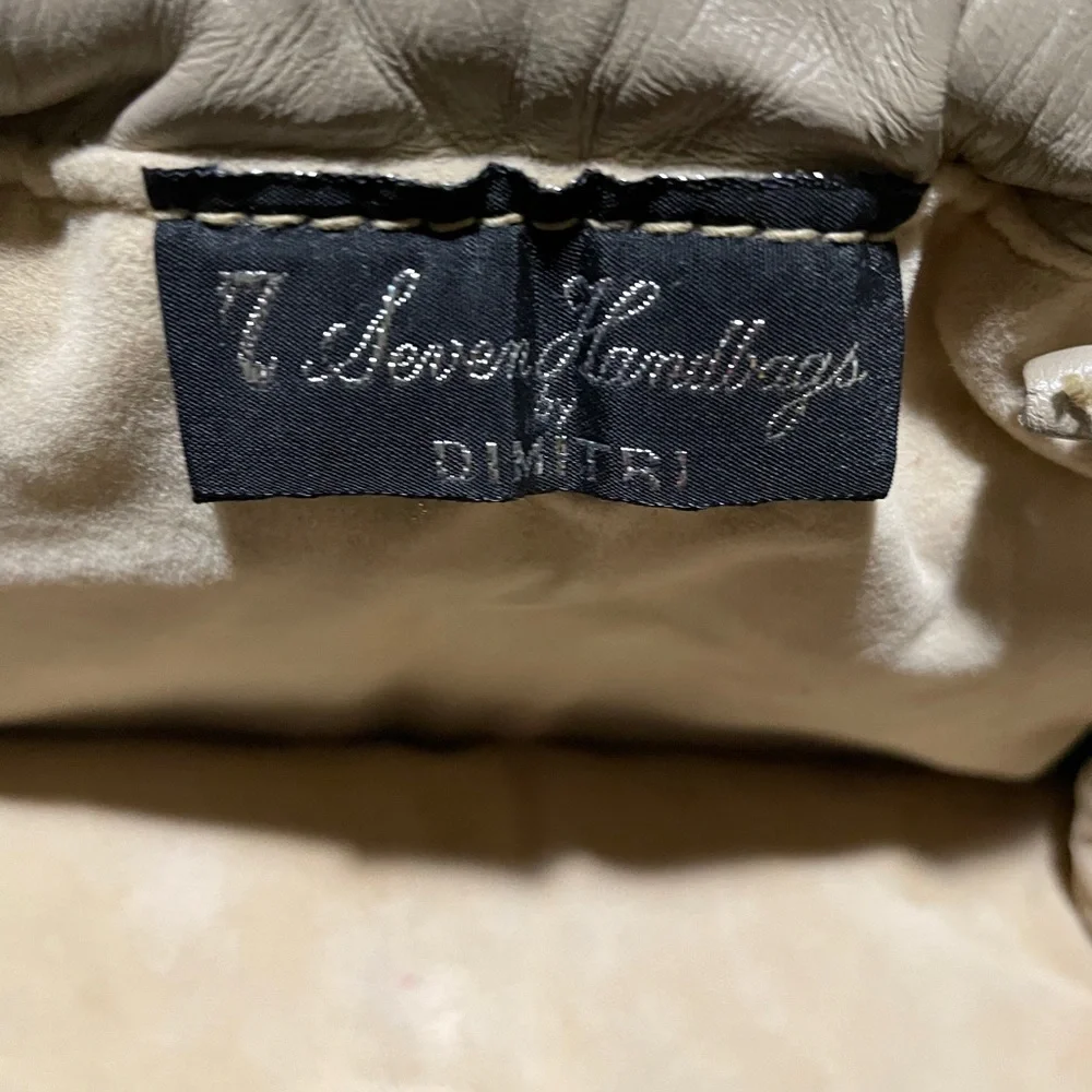 7 Seven Handbags By Dimitri Leaf Clutch Vintage Purse Mobwife Party 80s Neutral